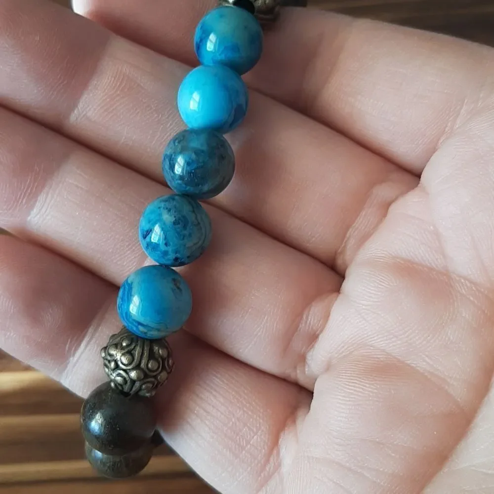 Agate & Bronzite Beaded Stretch Bracelet